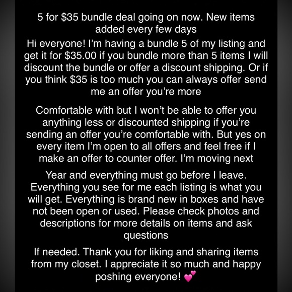 Bundle Deal Announcement - 5 Items for $35 or list your own price! - Picture 1 of 1